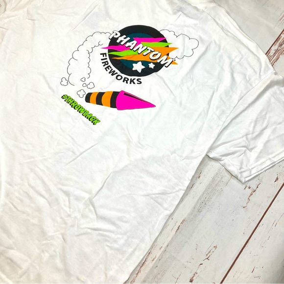 Gildan Heavy Cotton Short Sleeve Tee Shirt White Phantom Fireworks Sz XL - Picture 10 of 11